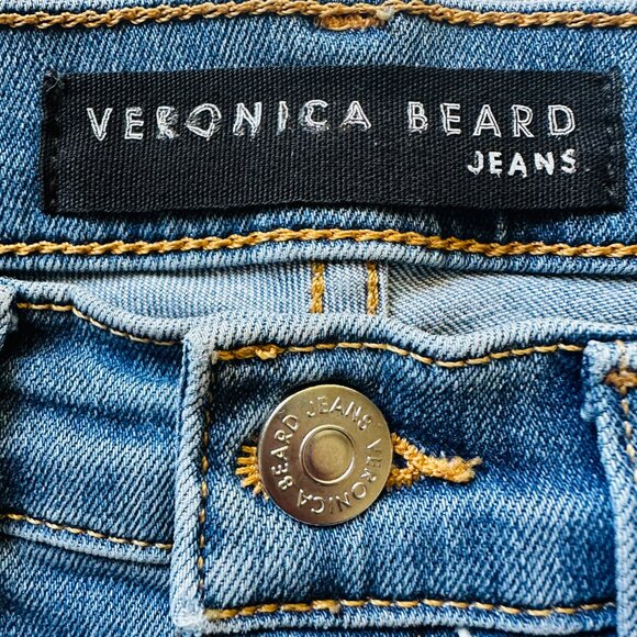 Veronica Beard Jeans Debbie 10" Skinny Women's 26/2 Grotto Tuxedo Stripe Button - Picture 9 of 15